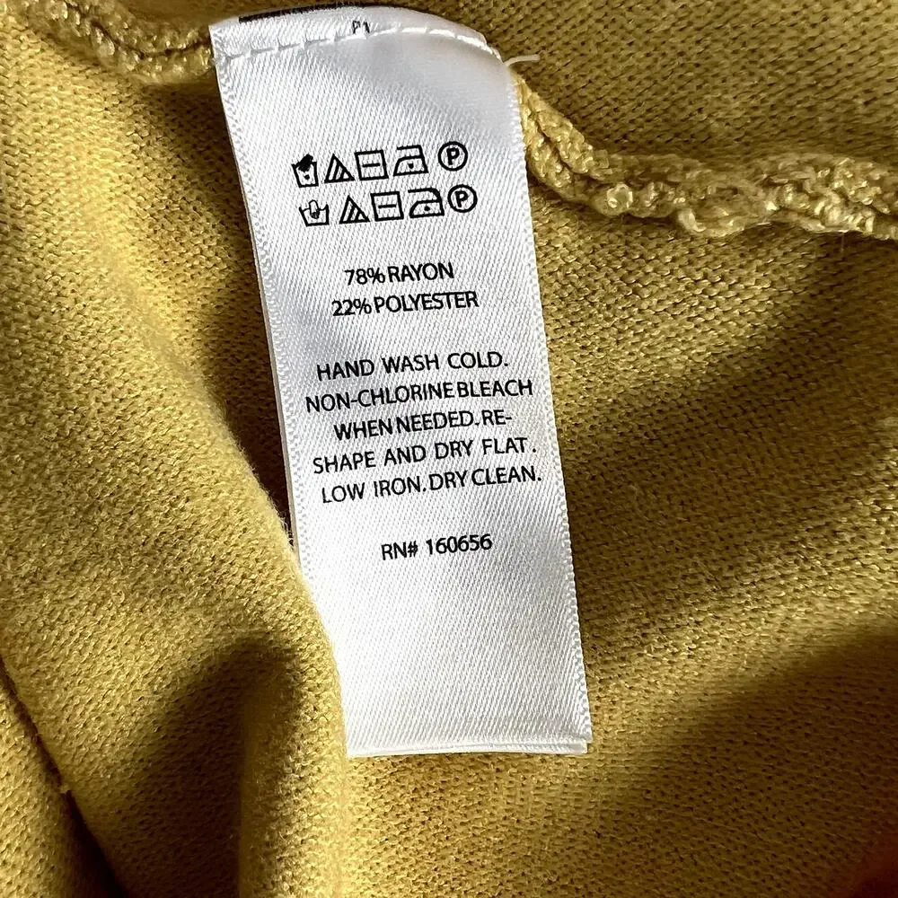 Cynthia Rowley 3/4 Dolman Sleeve Rayon Blend Pullover Knit Top Yellow Large